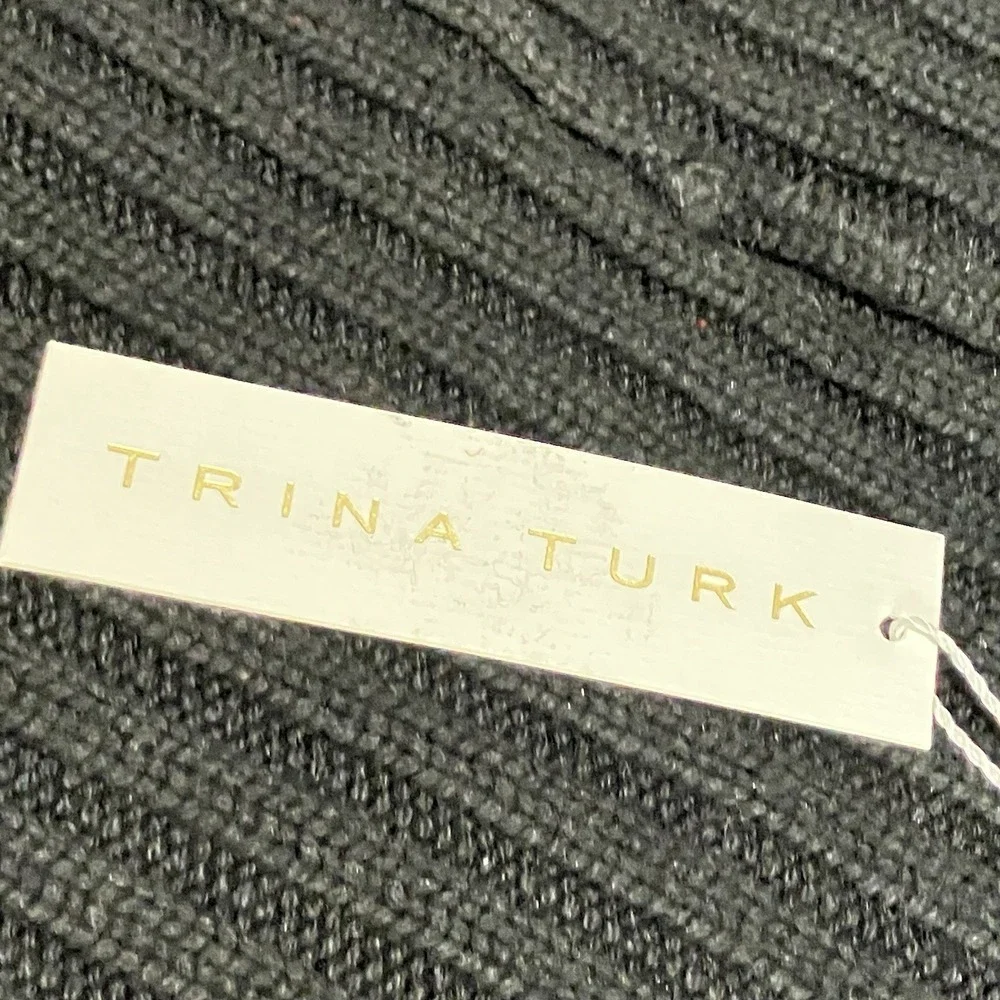 NWT Trina Turk Black Ribbed Knit Neck Gaiter Silk Cashmere Blend